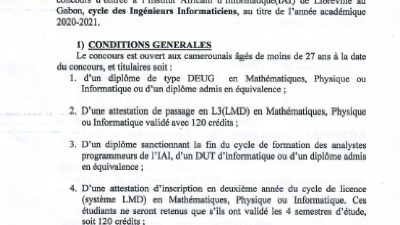 Avis de concours IAI Gabon 2020