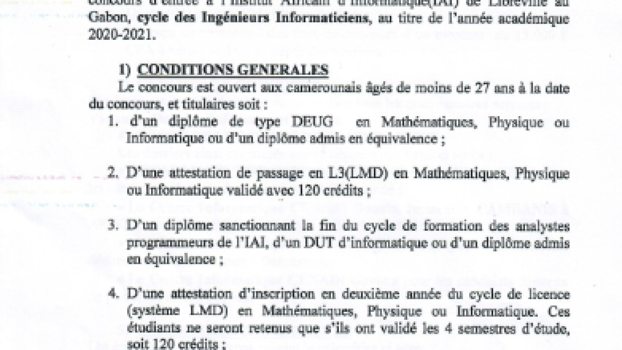 Avis de concours IAI Gabon 2020